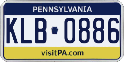 PA license plate KLB0886