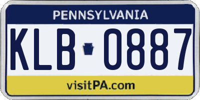 PA license plate KLB0887