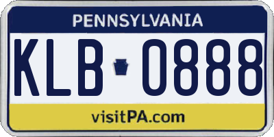 PA license plate KLB0888