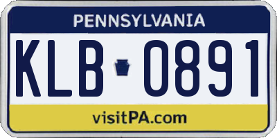 PA license plate KLB0891