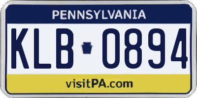 PA license plate KLB0894