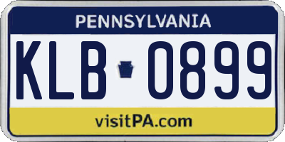 PA license plate KLB0899