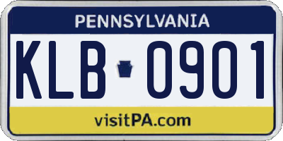 PA license plate KLB0901