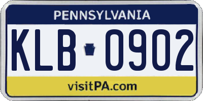 PA license plate KLB0902