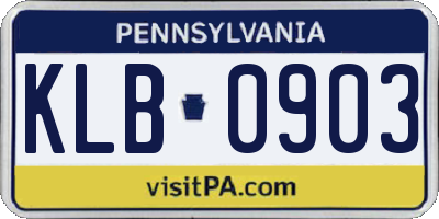 PA license plate KLB0903