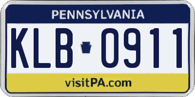 PA license plate KLB0911