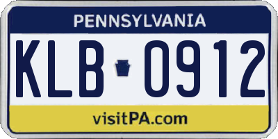 PA license plate KLB0912