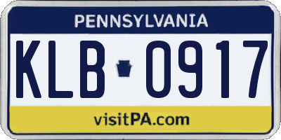 PA license plate KLB0917