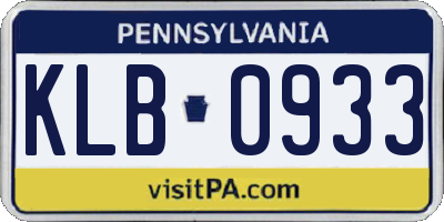 PA license plate KLB0933