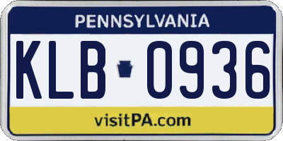 PA license plate KLB0936