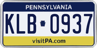 PA license plate KLB0937