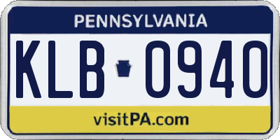 PA license plate KLB0940