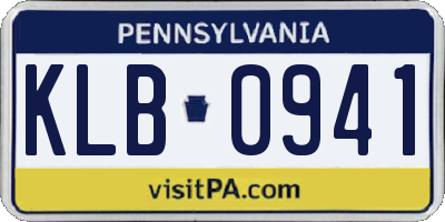 PA license plate KLB0941