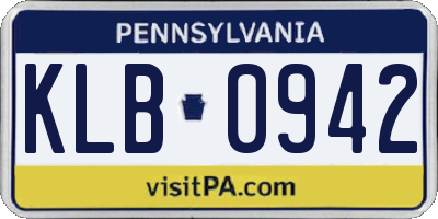 PA license plate KLB0942