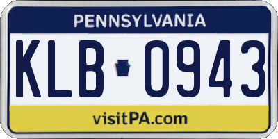 PA license plate KLB0943