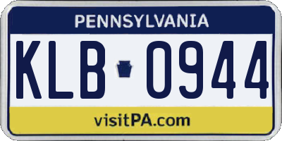 PA license plate KLB0944