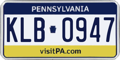 PA license plate KLB0947