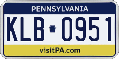 PA license plate KLB0951
