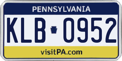 PA license plate KLB0952