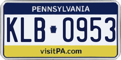 PA license plate KLB0953