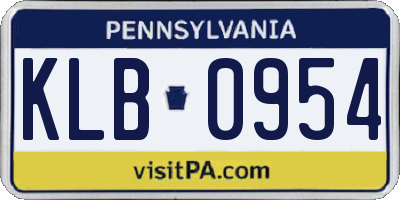 PA license plate KLB0954