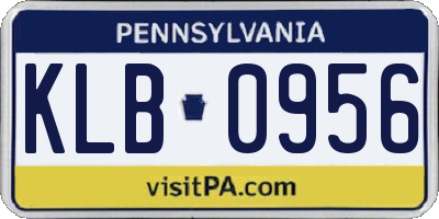 PA license plate KLB0956