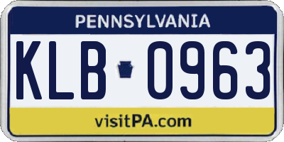 PA license plate KLB0963