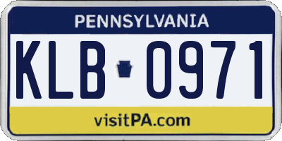 PA license plate KLB0971