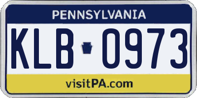 PA license plate KLB0973