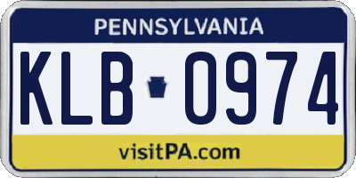 PA license plate KLB0974