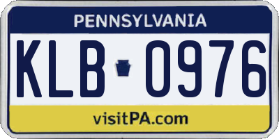 PA license plate KLB0976
