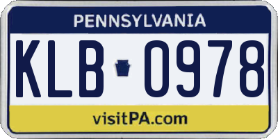 PA license plate KLB0978