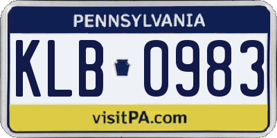 PA license plate KLB0983
