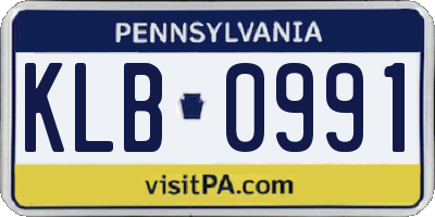 PA license plate KLB0991