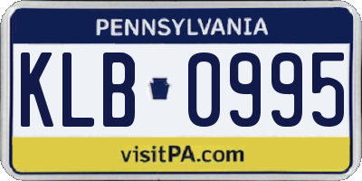 PA license plate KLB0995