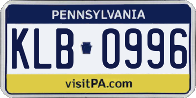 PA license plate KLB0996