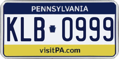 PA license plate KLB0999