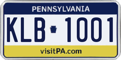 PA license plate KLB1001