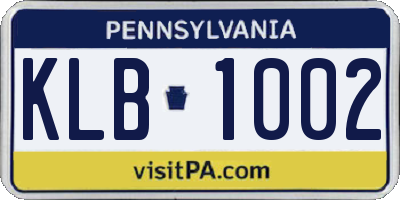 PA license plate KLB1002
