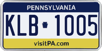 PA license plate KLB1005