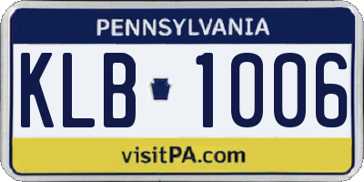 PA license plate KLB1006