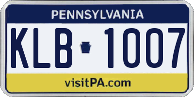 PA license plate KLB1007