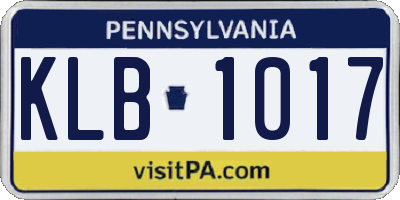 PA license plate KLB1017