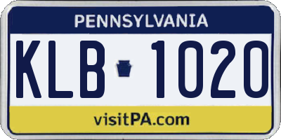 PA license plate KLB1020