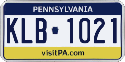 PA license plate KLB1021