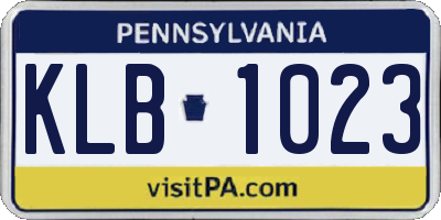 PA license plate KLB1023