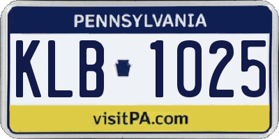 PA license plate KLB1025