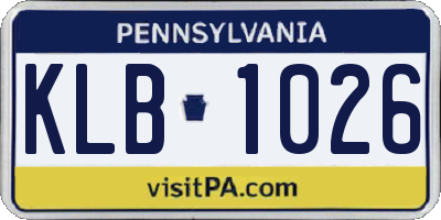 PA license plate KLB1026