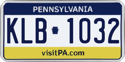 PA license plate KLB1032