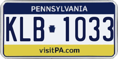 PA license plate KLB1033